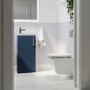 Wall Hung Toilet and Navy Matt Gloss Basin Vanity Unit Cloakroom Suite - Ashford
