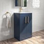 Grade A1 - 500mm Blue Freestanding Vanity Unit with Basin and Brushed Brass Handle - Ashford