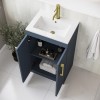 Grade A1 - 500mm Blue Freestanding Vanity Unit with Basin and Brushed Brass Handle - Ashford