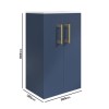 Grade A1 - 500mm Blue Freestanding Vanity Unit with Basin and Brushed Brass Handle - Ashford