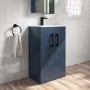 Grade A2 - 500mm Blue Freestanding Vanity Unit with Basin and Black Handle - Ashford