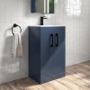 500mm Blue Freestanding Vanity Unit with Basin and Black Handle - Ashford