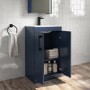 Grade A2 - 500mm Blue Freestanding Vanity Unit with Basin and Black Handle - Ashford