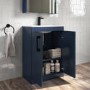 Grade A1 - 600mm Blue Freestanding Vanity Unit with Basin and Black Handle - Ashford