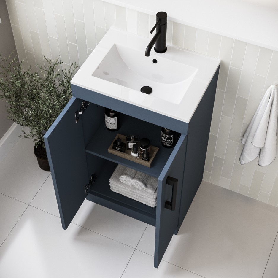 blue vanity unit 600mm