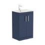 Grade A2 - 600mm Blue Freestanding Vanity Unit with Basin and Chrome Handle - Ashford