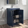 1100mm Blue Toilet and Sink Unit with Square Toilet and Chrome Fittings - Ashford