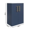 1100mm Blue Toilet and Sink Unit with Square Toilet and Brass Fittings - Ashford