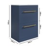 600mm Blue Freestanding Vanity Unit with Basin and Brass Handle - Ashford