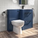 BUN/BeBa_27093/78859 1100mm Blue Toilet and Sink Drawer Unit with Round Toilet and Black Fittings - Ashford