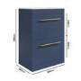 1100mm Blue Toilet and Sink Drawer Unit with Round Toilet and Brass Fittings - Ashford