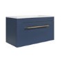 ONLY OPENED - 800mm Blue Wall Hung Vanity Unit with Basin and Brushed Brass Handle - Ashford