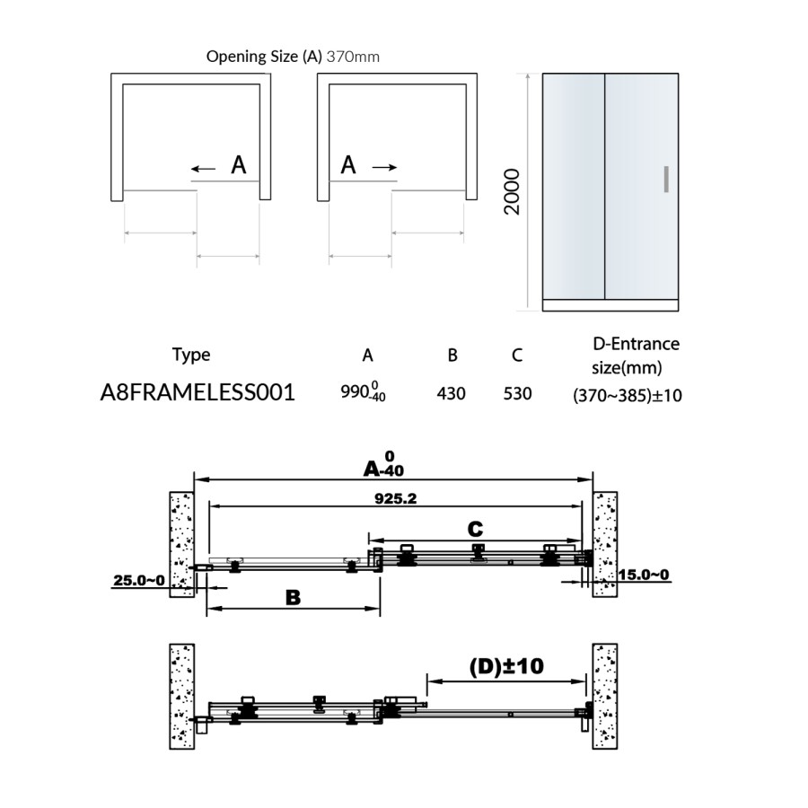 1000 x 760mm Rectangular Sliding Shower Enclosure- Frameless