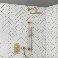 Grade A2 - Brushed Brass Concealed Mixer Shower with Wall Mounted Head & Handset - Arissa