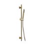Brushed Brass Dual Outlet Thermostatic Mixer Shower with Round Wall Mounted Shower Head & Pencil Handset - Arissa
