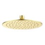 Brushed Brass Dual Outlet Thermostatic Mixer Shower with Round Wall Mounted Shower Head & Pencil Handset - Arissa
