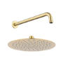 Brushed Brass Round Shower Head 250mm and Wall Arm - Arissa