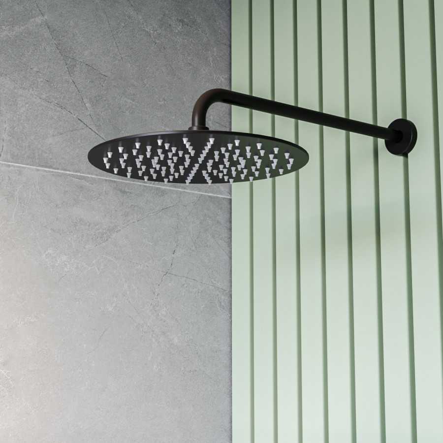 Grade A1 - Black Single Outlet Wall Mounted Thermostatic Mixer Shower - Arissa