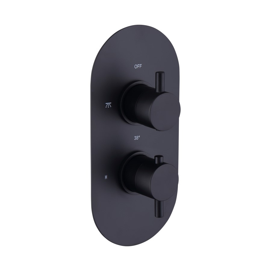 Grade A1 - Black Single Outlet Wall Mounted Thermostatic Mixer Shower - Arissa