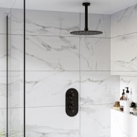 Grade A1 - Black Single Outlet Ceiling Mounted Thermostatic Mixer Shower - Arissa Grade A1 - Black Single Outlet Ceiling Mounted Thermostatic Mixer Shower - Arissa