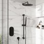 Black 2 Outlet Wall Mounted Thermostatic Mixer Shower Set with Hand Shower and Slide Rail Kit - Arissa