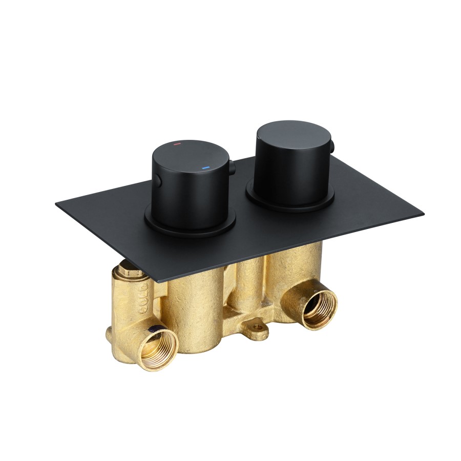 GRADE A1 - Arissa Matt Black Dual Control Round Concealed Valve - 2 Outlet