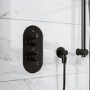 Black 2 Outlet Wall Mounted Thermostatic Mixer Shower Set with Hand Shower and Slide Rail Kit - Arissa