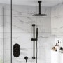 ONLY OPENED - Black Dual Outlet Ceiling Mounted Thermostatic Mixer Shower Set with Hand Shower - Arissa