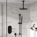 Black 2 Outlet  Ceiling Mounted Thermostatic Mixer Shower Set with Hand Shower - Arissa