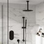 Black 2 Outlet  Ceiling Mounted Thermostatic Mixer Shower Set with Hand Shower - Arissa
