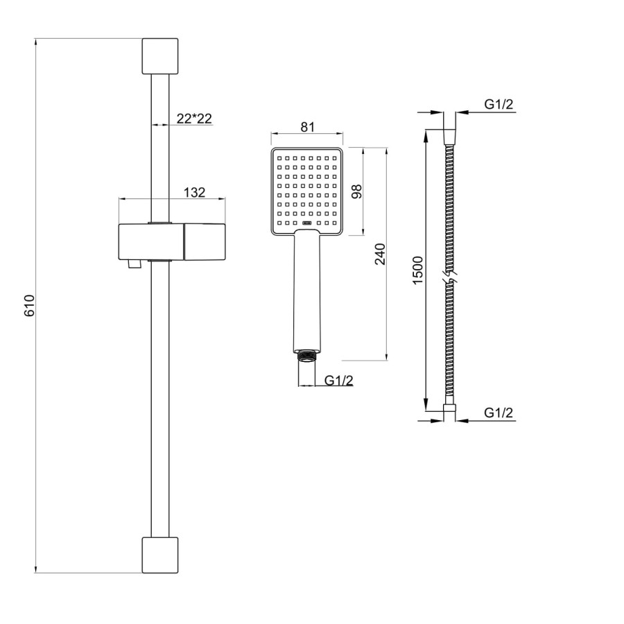Grade A1 - Black Dual Outlet Wall Mounted  Thermostatic Mixer Shower with Hand Shower - Zana