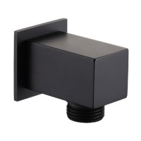 GRADE A1 - Zana Matt Black Square Wall Outlet Elbow