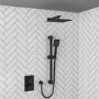 Grade A1 - Black Dual Outlet Wall Mounted  Thermostatic Mixer Shower with Hand Shower - Zana