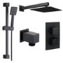 Grade A1 - Black Dual Outlet Wall Mounted  Thermostatic Mixer Shower with Hand Shower - Zana