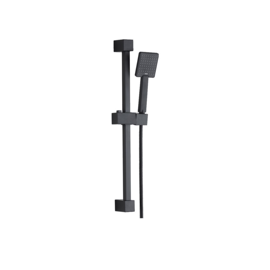 Grade A1 - Black Dual Outlet Wall Mounted  Thermostatic Mixer Shower with Hand Shower - Zana
