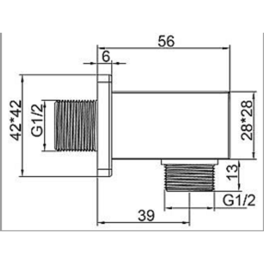 GRADE A1 - Zana Matt Black Square Wall Outlet Elbow