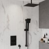 Black Dual Outlet Ceiling Mounted  Thermostatic Mixer Shower with Hand Shower - Zana