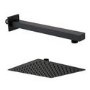Grade A1 - Black 250mm Slim Square Shower Head and Wall Arm - Zana