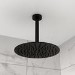 Black 250mm Slim Round Shower Head and Ceiling Arm - Arissa