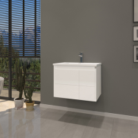 600mm White Wall Hung Vanity Unit with Basin - Toledo