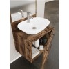 GRADE A1 - 600mm Brown Wall Hung Countertop Vanity Unit with Basin and Mirror - Nerja