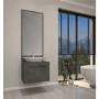 Grade A1 - 600mm Grey Wall Hung Countertop Vanity Unit with Basin and Mirror - Nerja