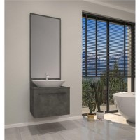 Grade A1 - 600mm Grey Wall Hung Countertop Vanity Unit with Basin and Mirror - Nerja