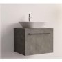 Grade A1 - 600mm Grey Wall Hung Countertop Vanity Unit with Basin and Mirror - Nerja
