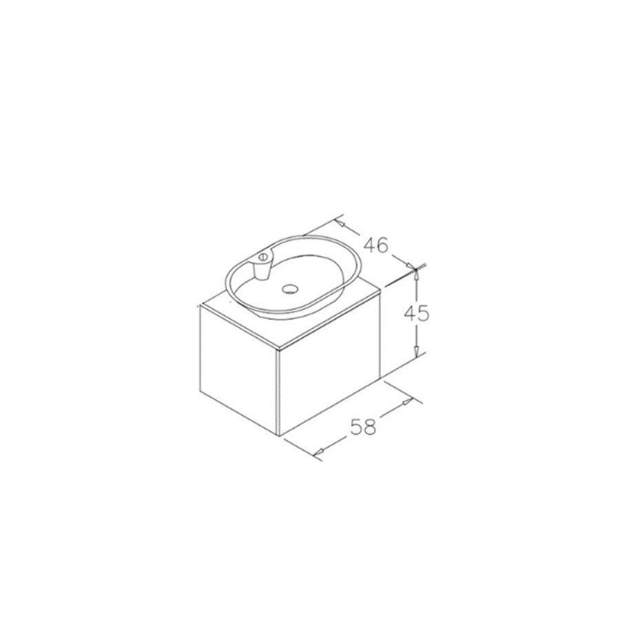 Grade A1 - 600mm Grey Wall Hung Countertop Vanity Unit- Nerja