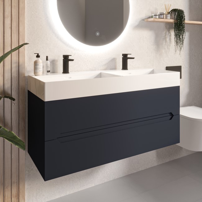 1200mm Anthracite Wall Hung Double Vanity Unit with Basin - Morella