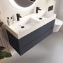 1200mm Anthracite Wall Hung Double Vanity Unit with Basin - Morella
