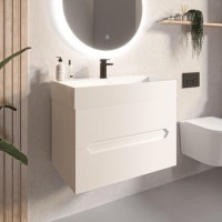 Grade A1 - 800mm Matt White Wall Hung Basin Vanity Unit - Morella