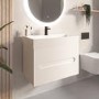Grade A1 - 800mm Matt White Wall Hung Basin Vanity Unit - Morella