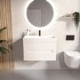 Grade A1 - 800mm Matt White Wall Hung Basin Vanity Unit - Morella